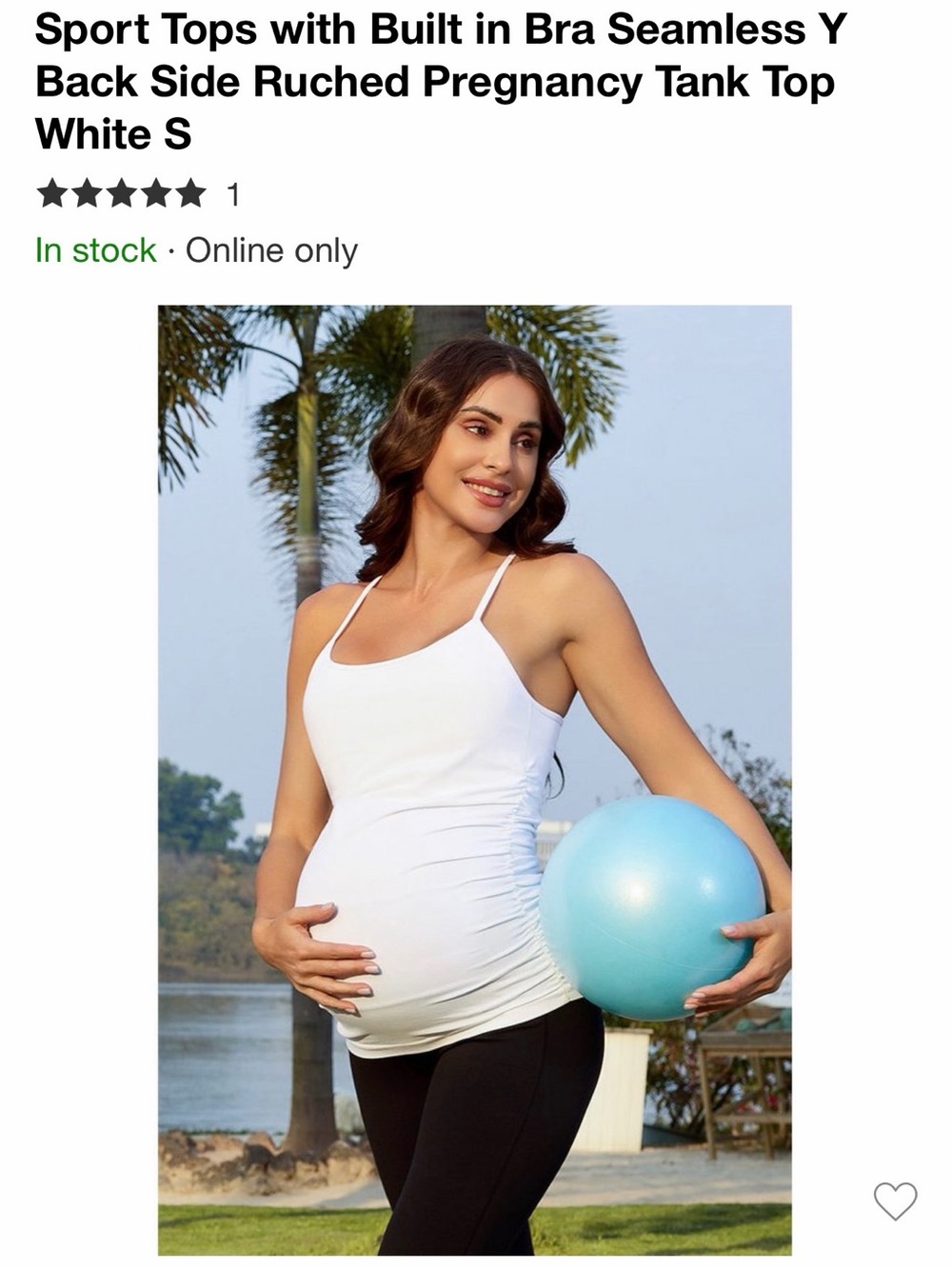Seamless White Maternity Tank with Built-In Bra